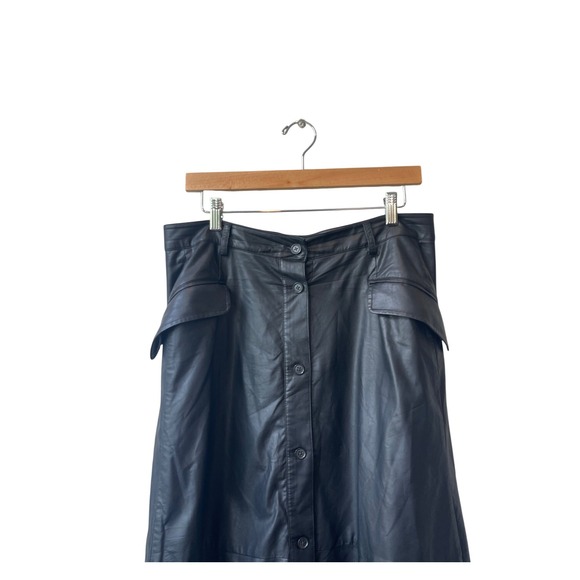 Banana Republic Black Faux Leather Skirt Size 10 Indie Fairy Grunge Whimsigoth - Picture 2 of 9